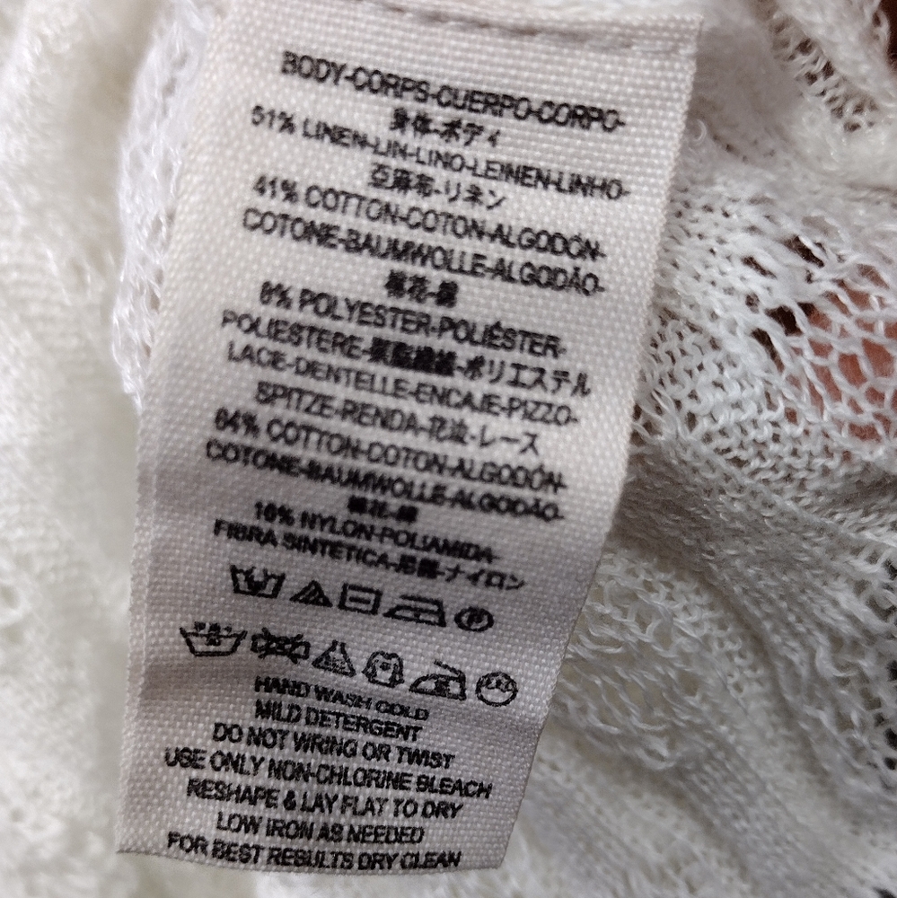Free People Linen Cotton Crochet Top Dress Women's XS White Boho Retro 90s Y2K - Picture 8 of 8